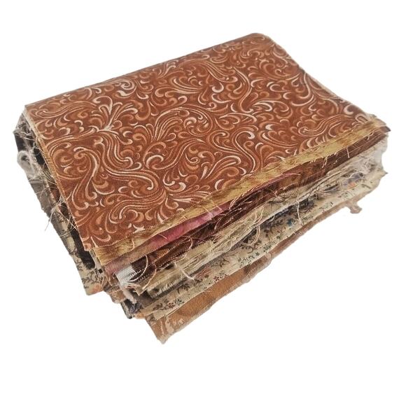 Brown Fabric Assortment Quilting, Sewing, Crafts,  9" x 6" Lot 53 Pieces Scrap - Picture 1 of 16